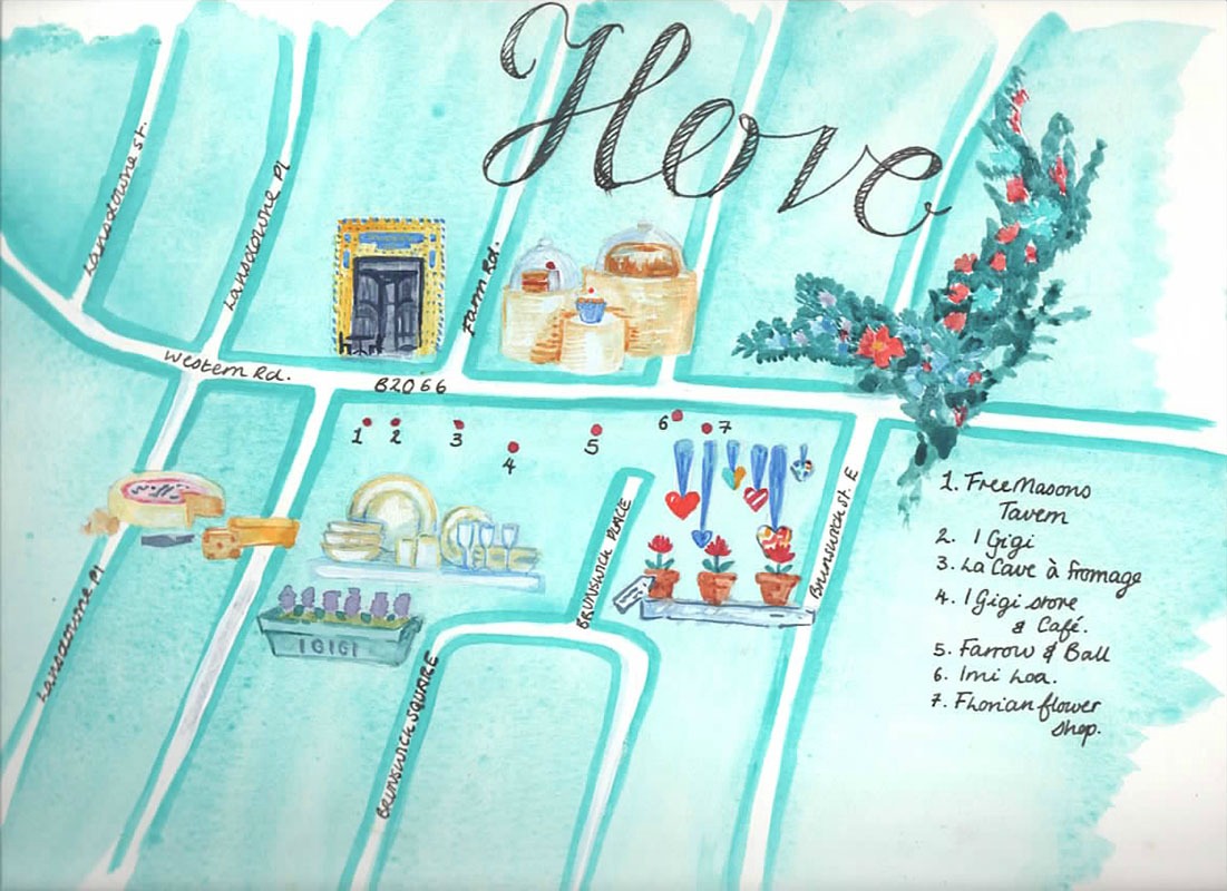 hove shopping guide by Sara Delaney and illustrated by Cicely Creswell