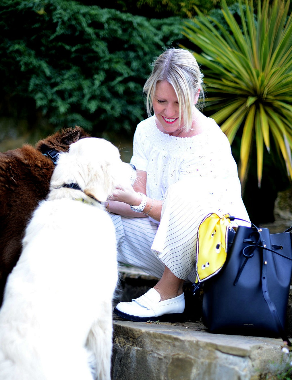 monochrome outfit worn by sara delaney