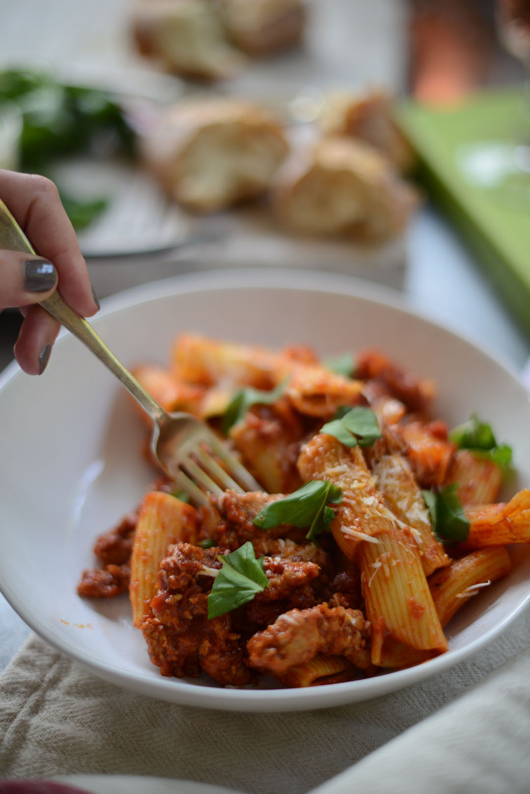 spicy sausage meat rigatoni recipe