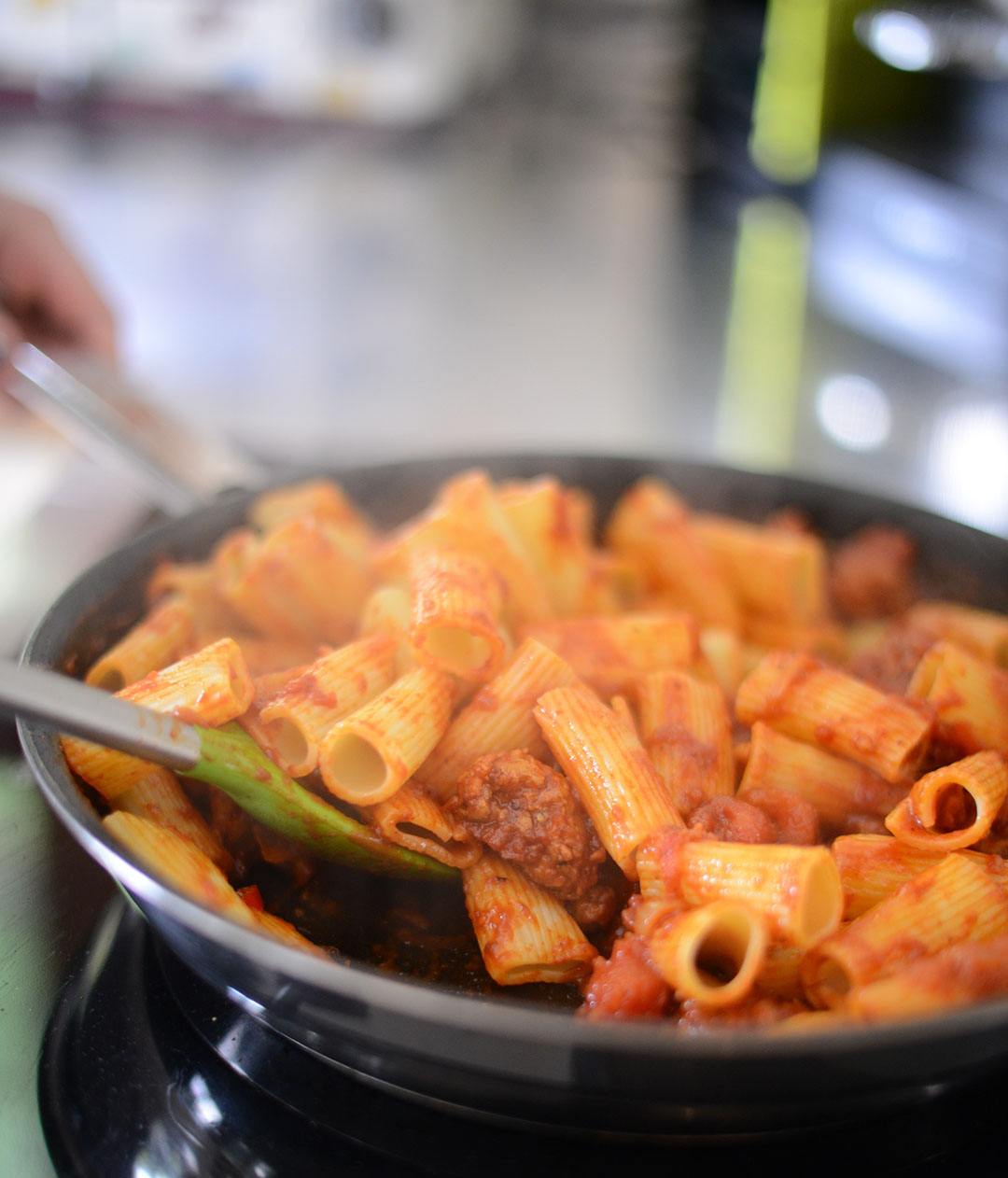 spicy sausage meat rigatoni supper recipe