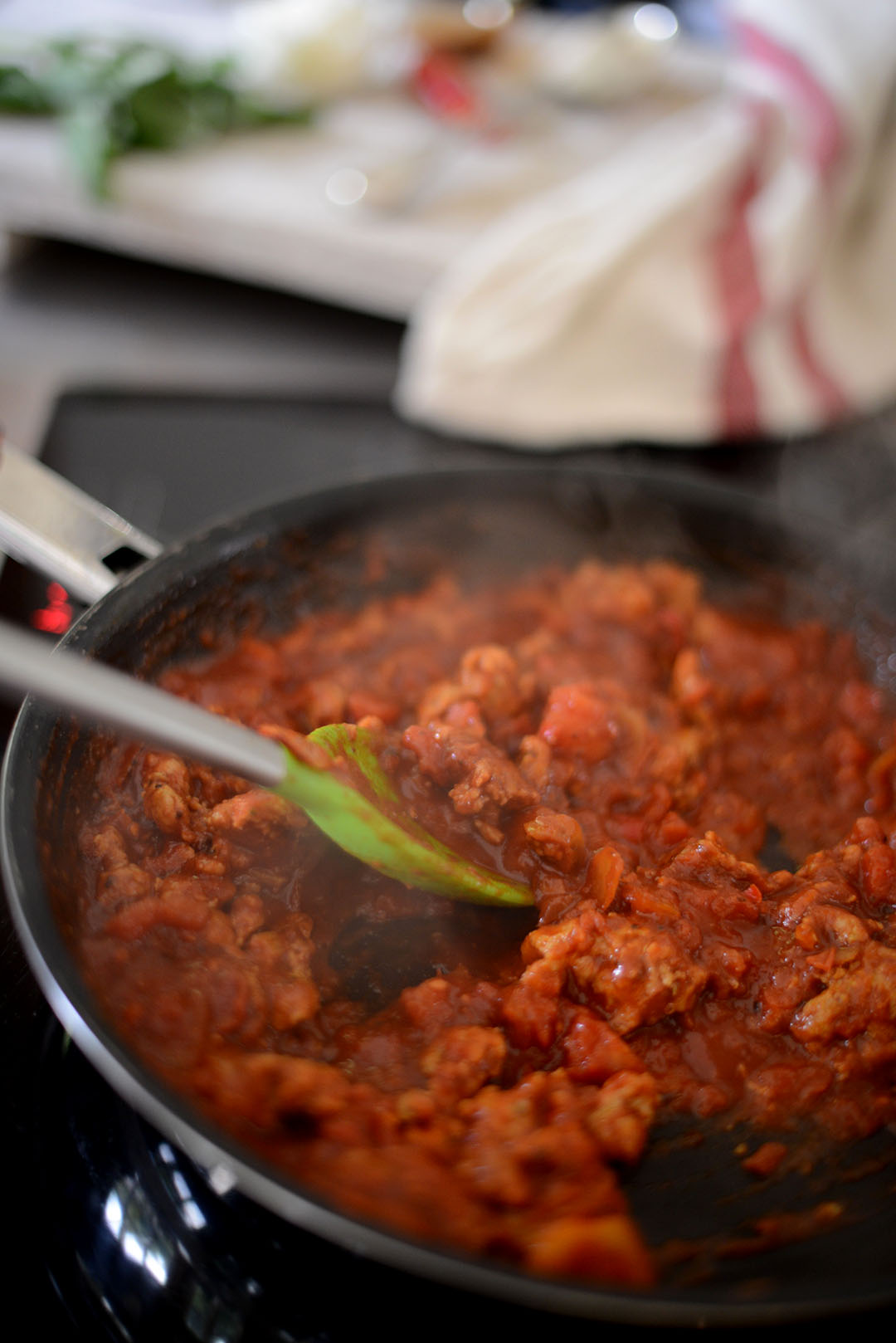 spicy sausage meat rigatoni supper recipe