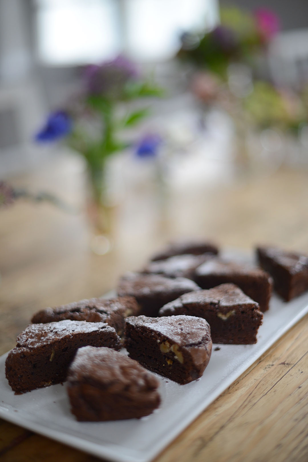 chocolate brownies at abinger cookery school photographed by sara delaney