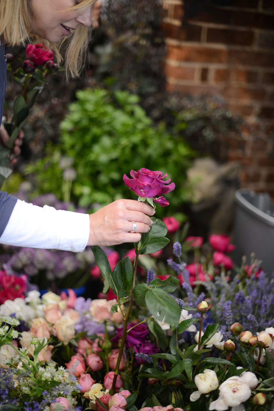 choosing flowers for a hand-tied bouquet