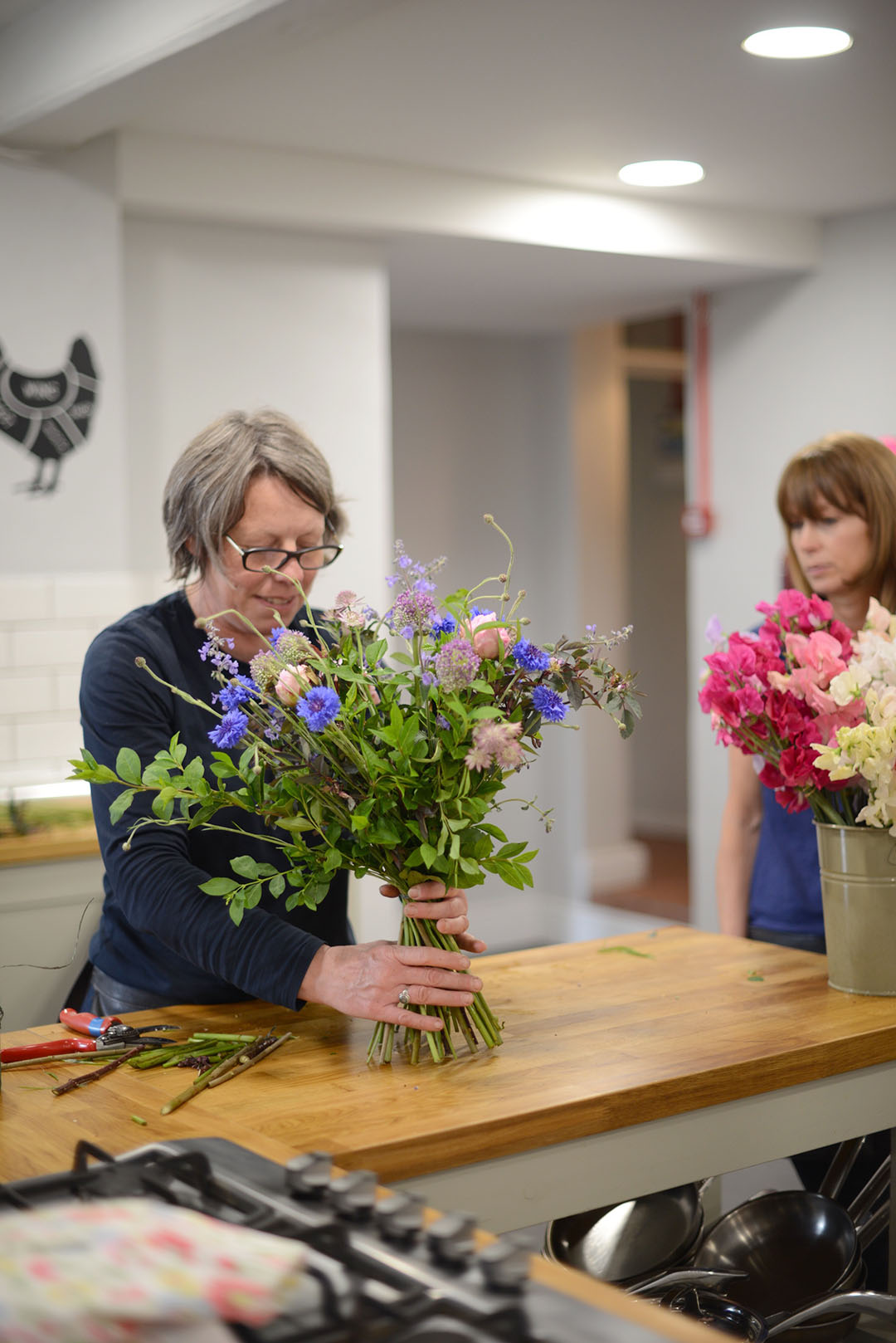 marion mcburney teaches how to tie a hand-tied bouquet