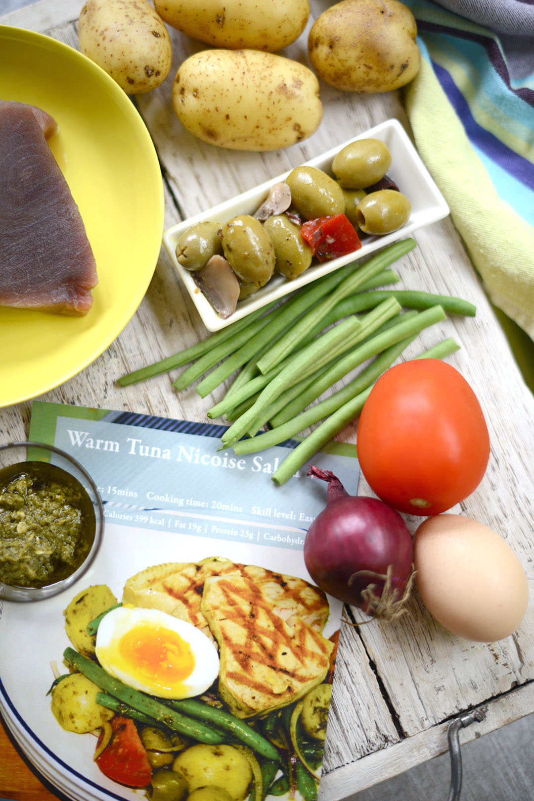 warm tuna nicoise salad recipe with Ruby & Kind photographed by Sara Delaney