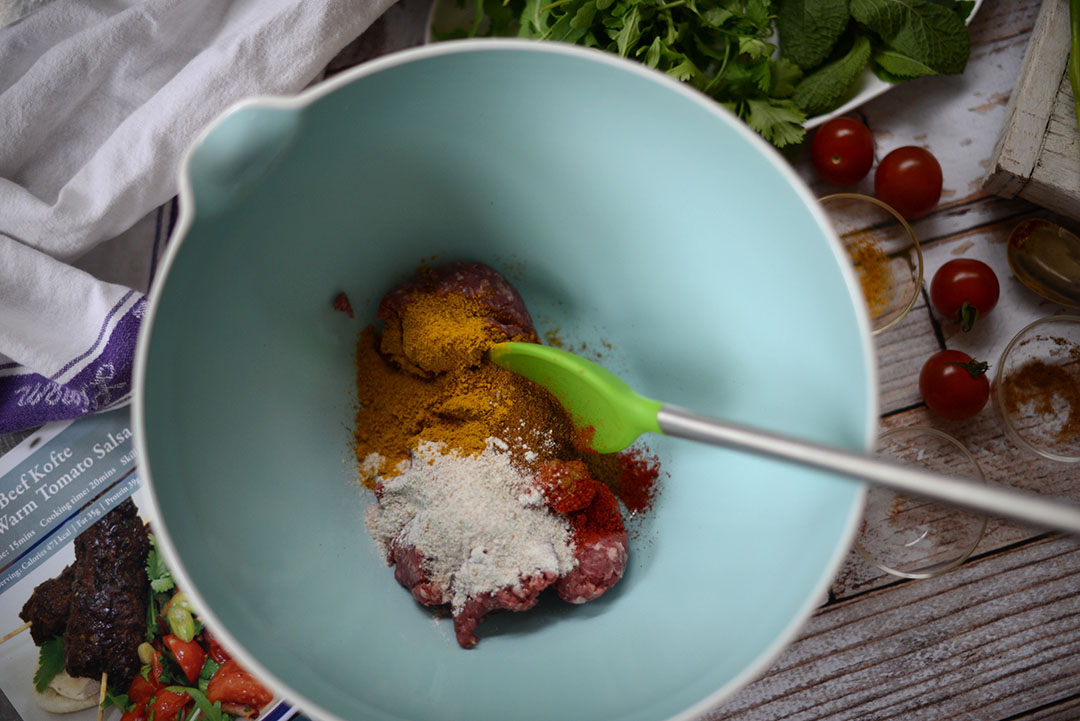 spiced beef kofte recipe with Ruby & Kind photographed by sara delaney