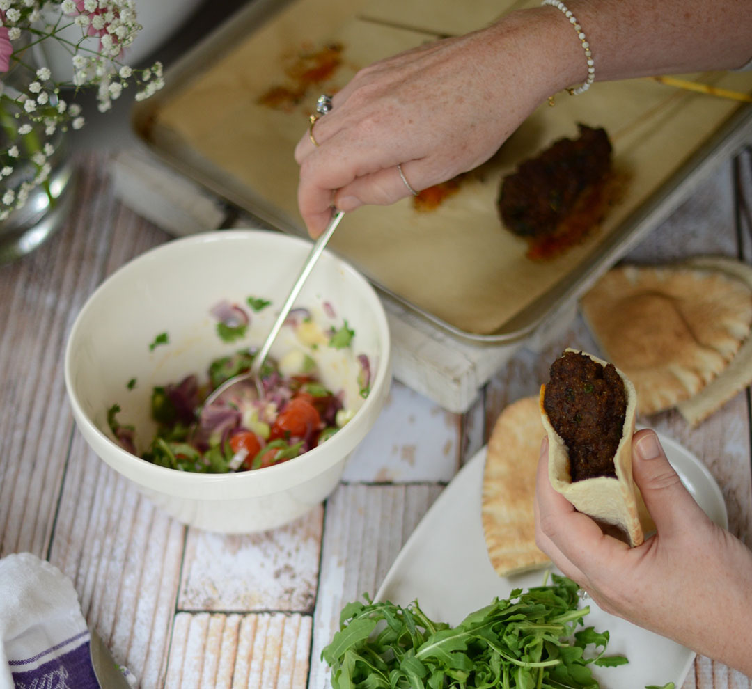 spiced beef kofte recipe with Ruby & Kind photographed by sara delaney