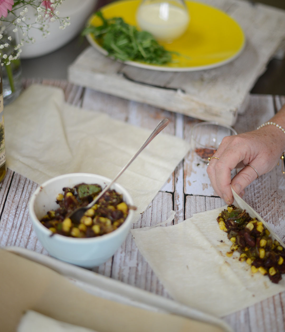 vegetarian burrito recipe prepared and photographed by sara delaney from a recipe by Ruby and Kind and the Original Supper Box Company