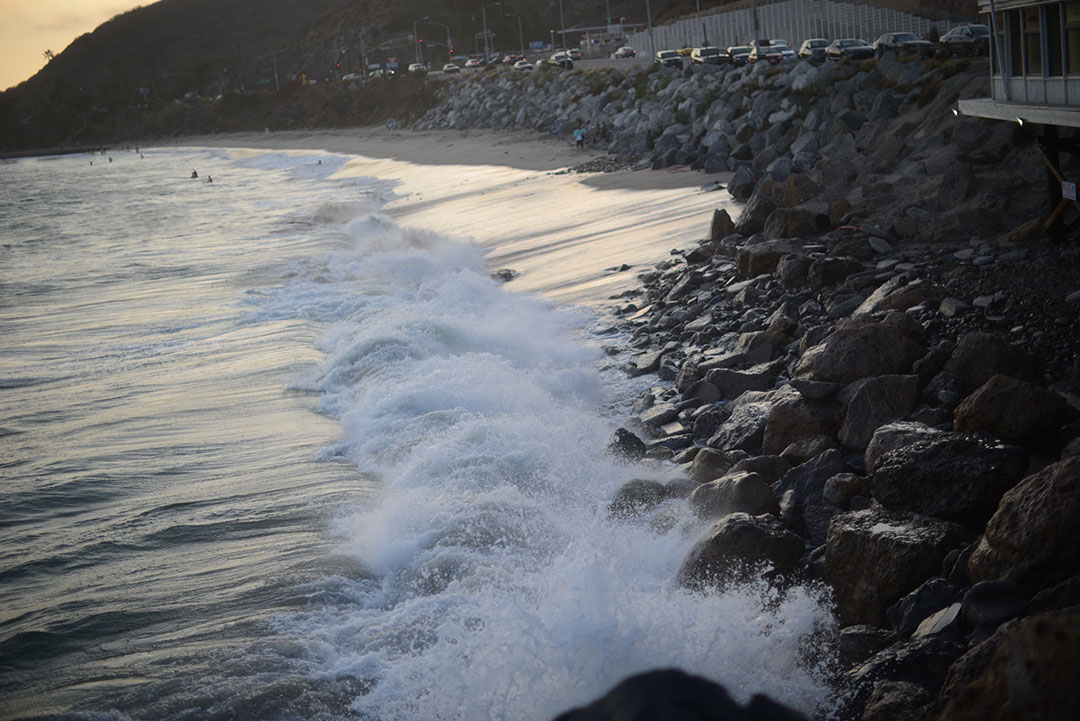 sunset at the beach in malibu photographed by sara delaney