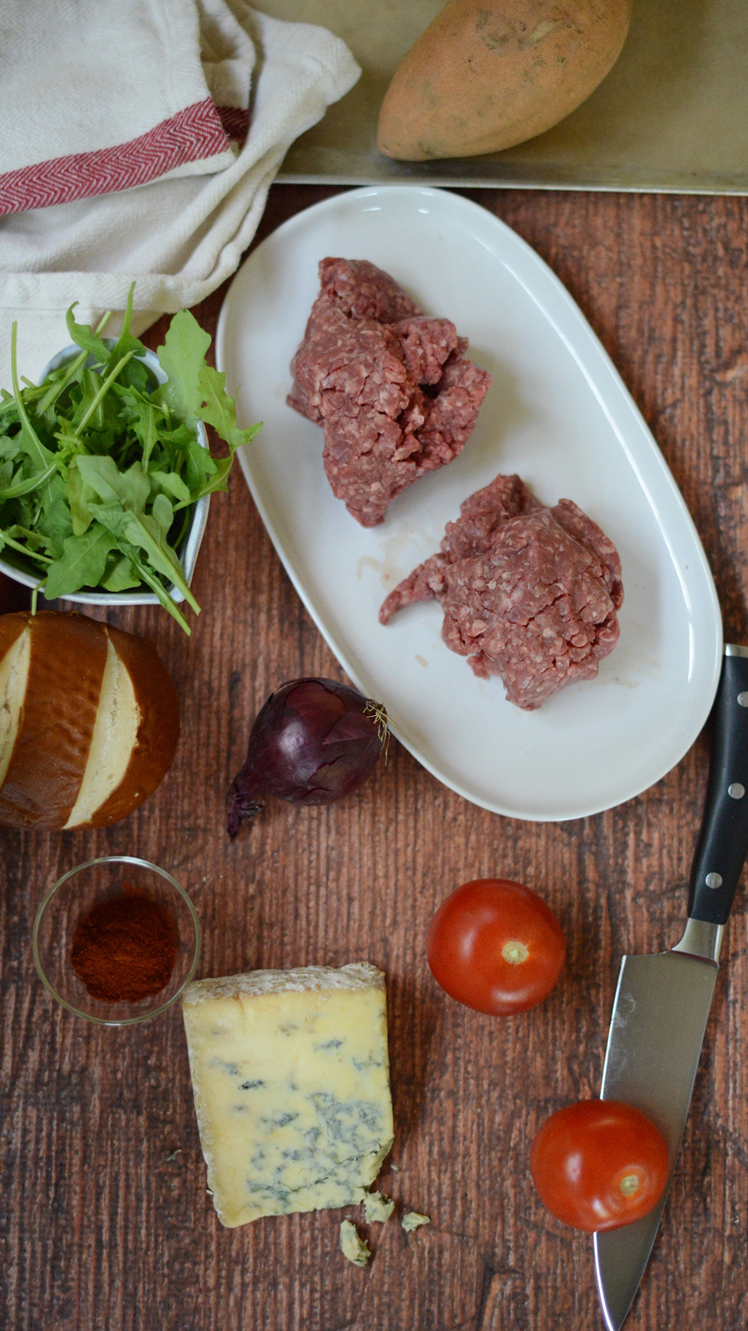 steak & stilton burger recipe by ruby and kind photographed by sara delaney