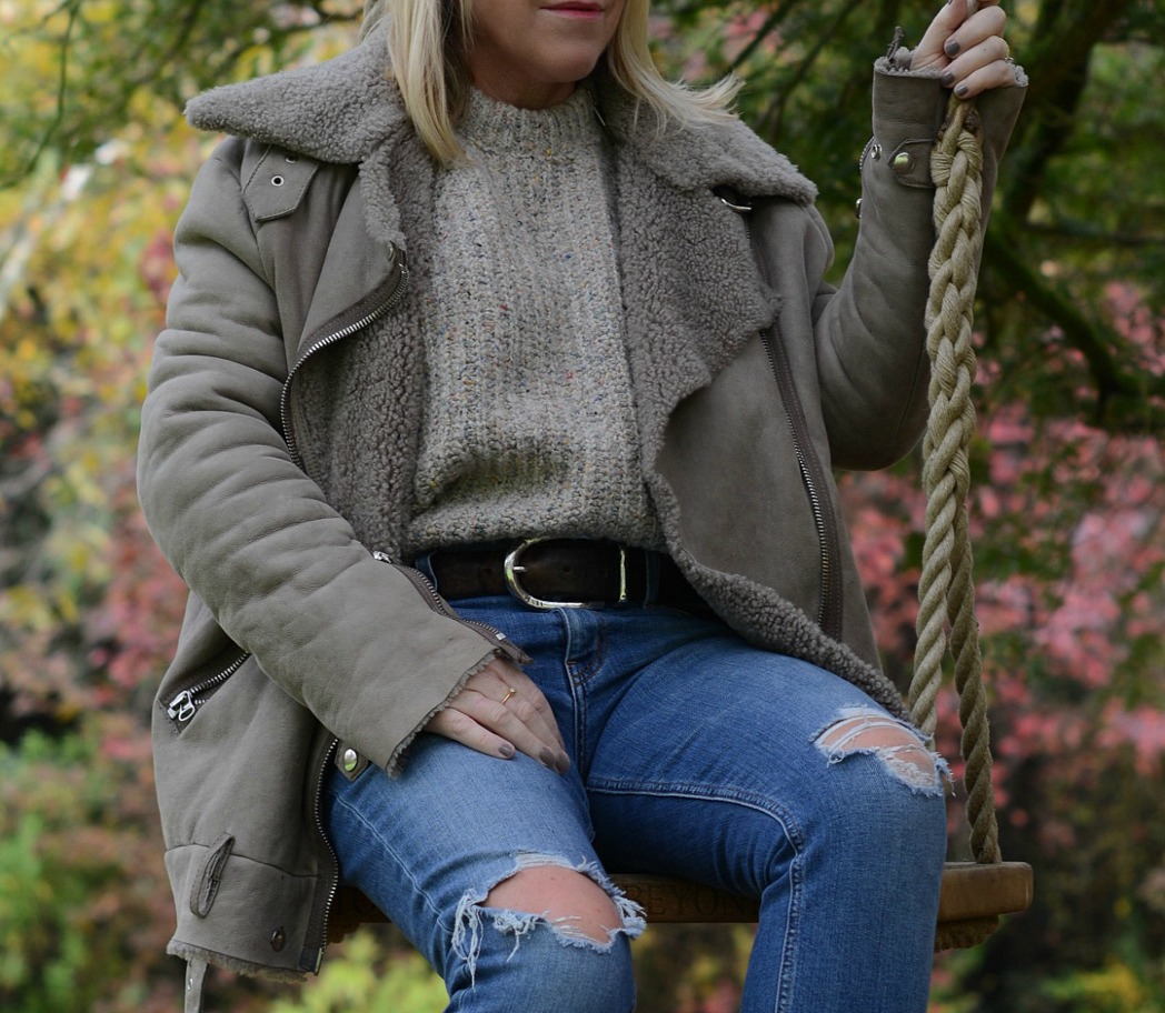 acne shearling jacket worn by fashion blogger and stylist sara delaney