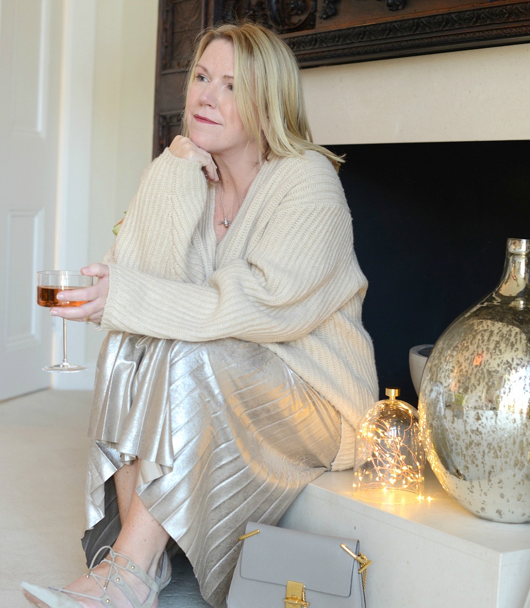 metallic skirt from zara worn by fashion stylist and blogger sara delaney