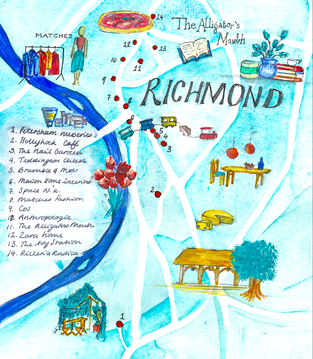 richmond shopping guide with sarah clark, illustration by cicely creswell for the notes from a stylist blog
